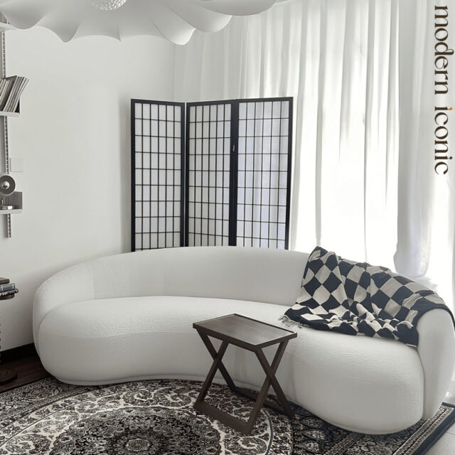 Effortless curves. Timeless style.
⁠
The Kagan-inspired curved sofa blends sculptural form with everyday comfort, making a bold yet elegant statement in any space. Upholstered in soft boucle and designed to hug the room, it’s the perfect centrepiece for modern, minimalist interiors.⁠
⁠
 🌈 Organic lines
🖤 Monochrome palette
🛋️ Mid-century meets contemporary chic

Explore more at modern-iconic.co.uk
#ModernIconic #MidCenturyModern #KaganSofa #BoucleSofa #InteriorInspo #CurvedSofa #DesignerFurniture #ScandiStyle #SofaGoals #LivingRoomDesign.